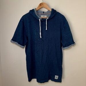 Flag & Anthem Hoodie Men's LG Blue Casual Short Sleeve Pullover